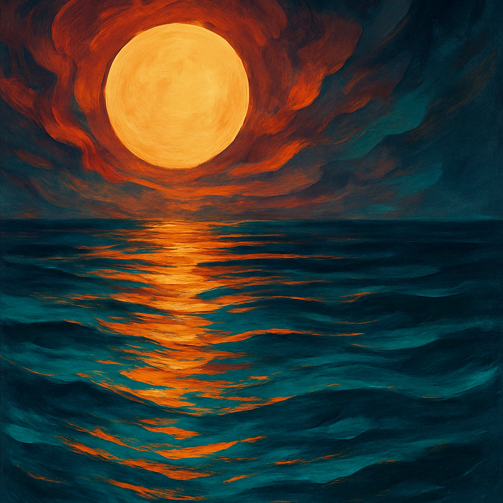 Moonrise Abstract Sea